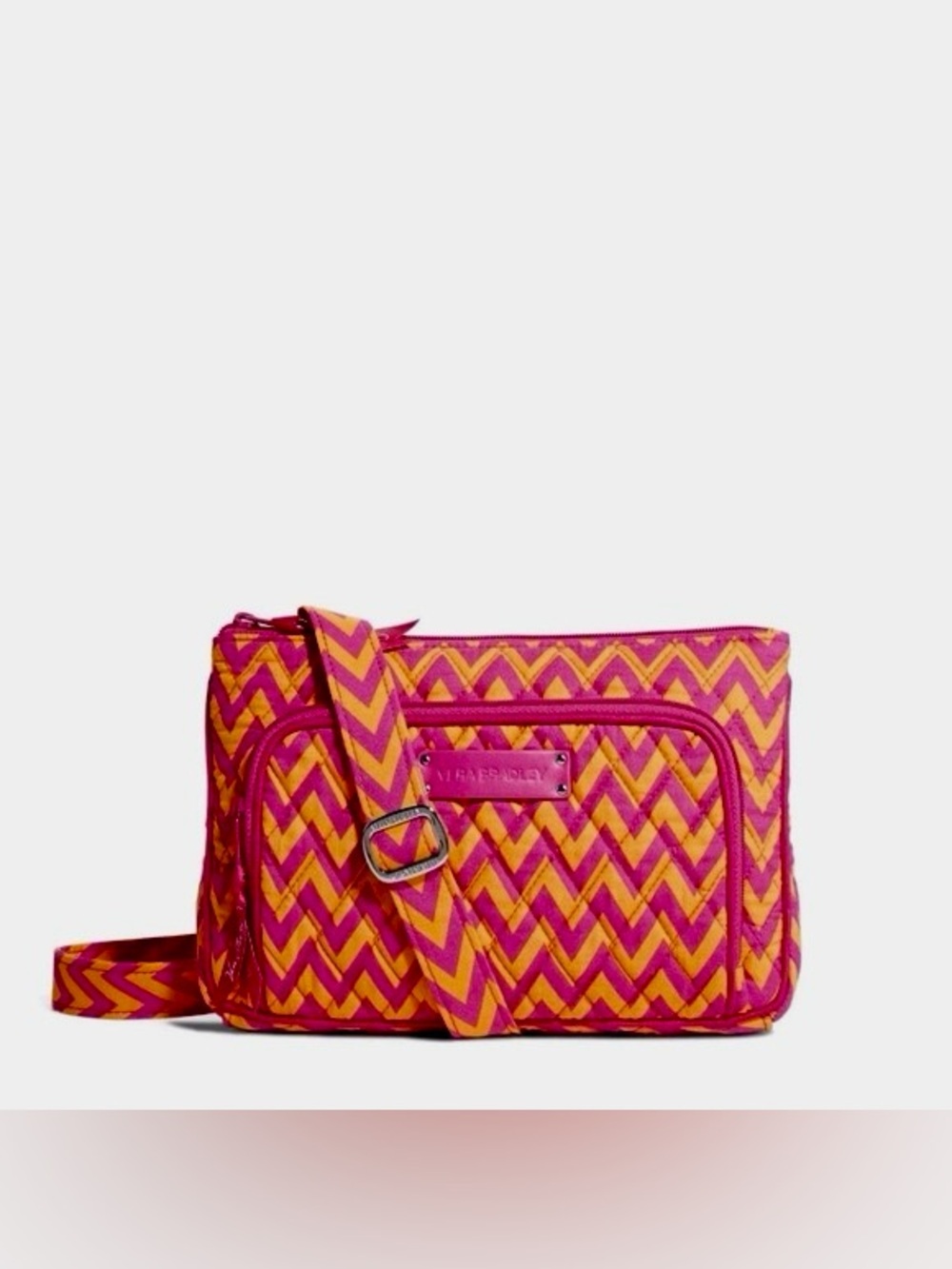 Vera Bradley Pink and Orange Chevron Ziggy Zag Quilted Hipster Crossbody